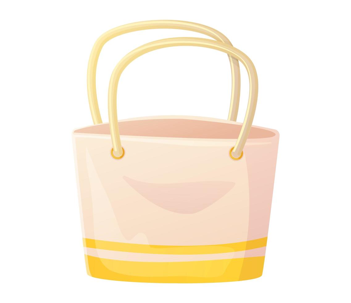 gul halmkvinna strandväska i tecknad platt stil vektor