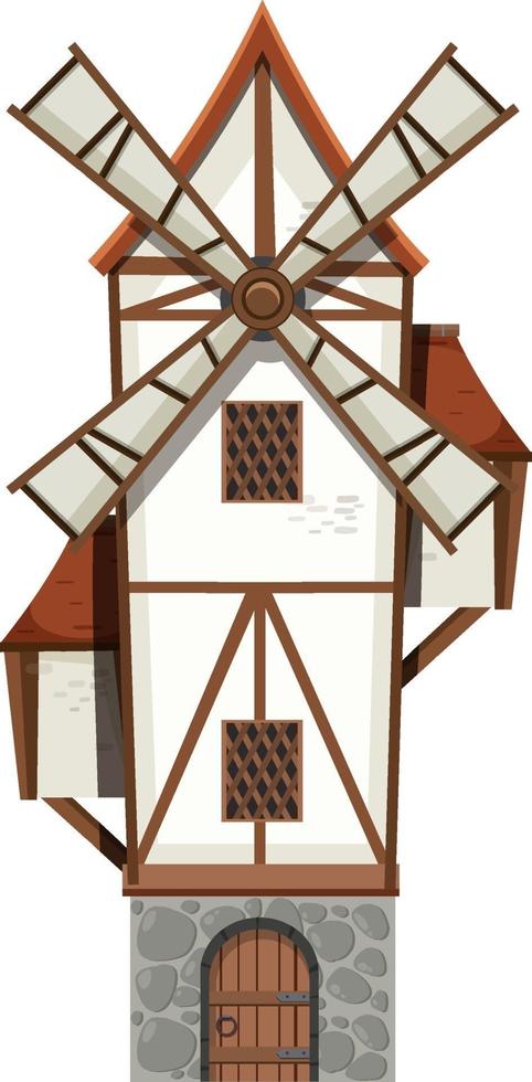 Windmühle lokalisiert auf weißem Hintergrund vektor