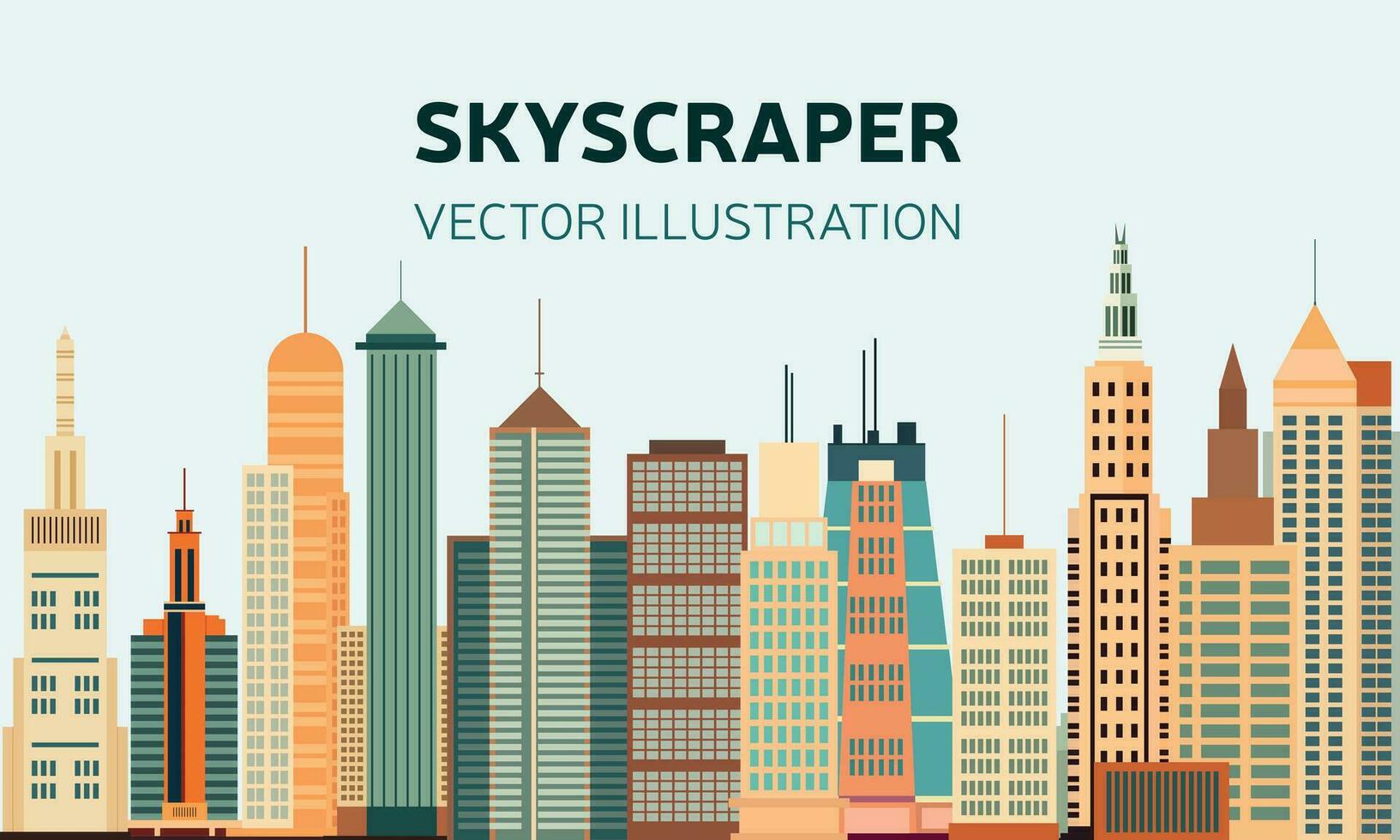 skyskrapor horisontell baner med copyspace. kontor byggnader i platt stil. vektor illustration.