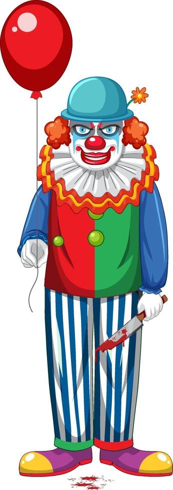 gruseliger Clown mit Ballon auf weißem Hintergrund vektor