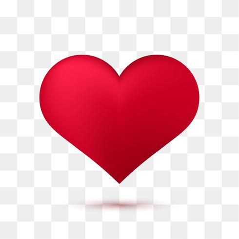 Mjukt rött hjärta med transparent bakgrund. Vektor illustration