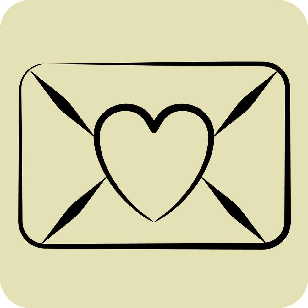 ikon kärlek brev. relaterad till valentine dag symbol. hand dragen stil. enkel design redigerbar. enkel illustration vektor