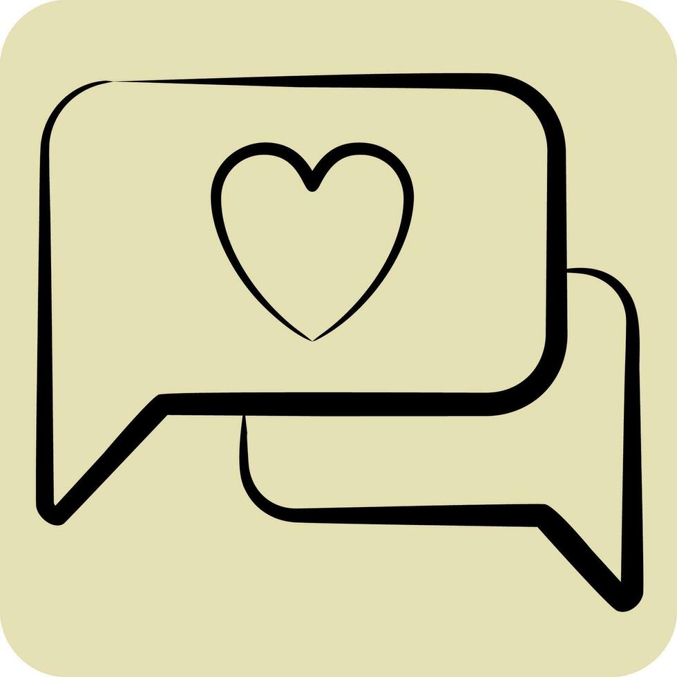 ikon romantisk chatt. relaterad till valentine dag symbol. hand dragen stil. enkel design redigerbar. enkel illustration vektor
