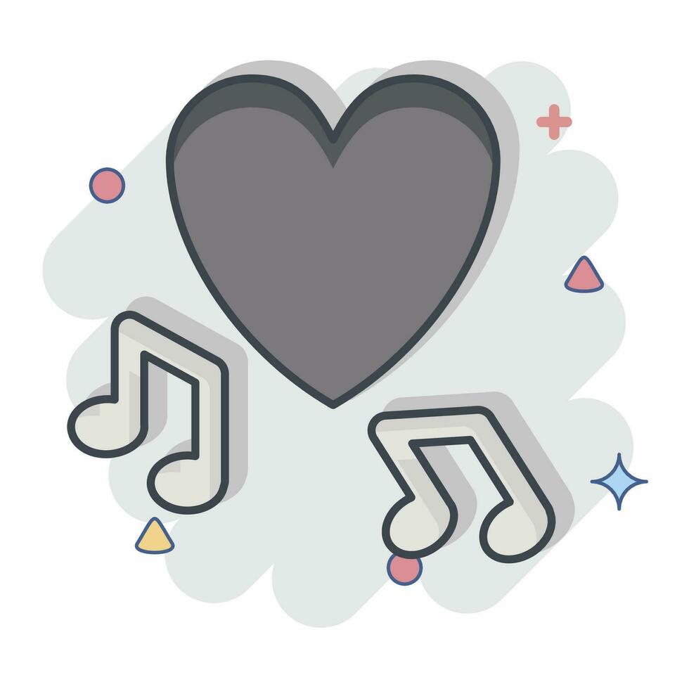 Symbol Musik. verbunden zu Valentinstag Tag Symbol. Comic Stil. einfach Design editierbar. einfach Illustration vektor