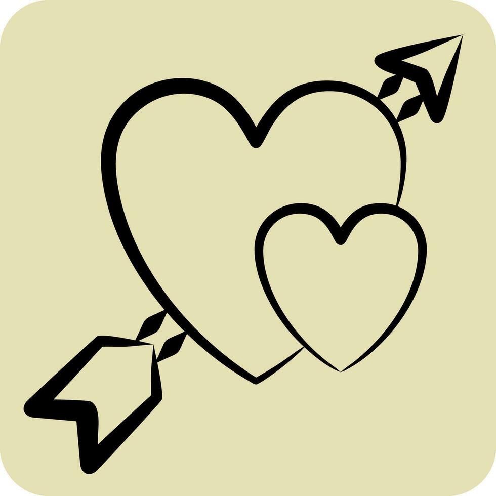 ikon Amor. relaterad till valentine dag symbol. hand dragen stil. enkel design redigerbar. enkel illustration vektor