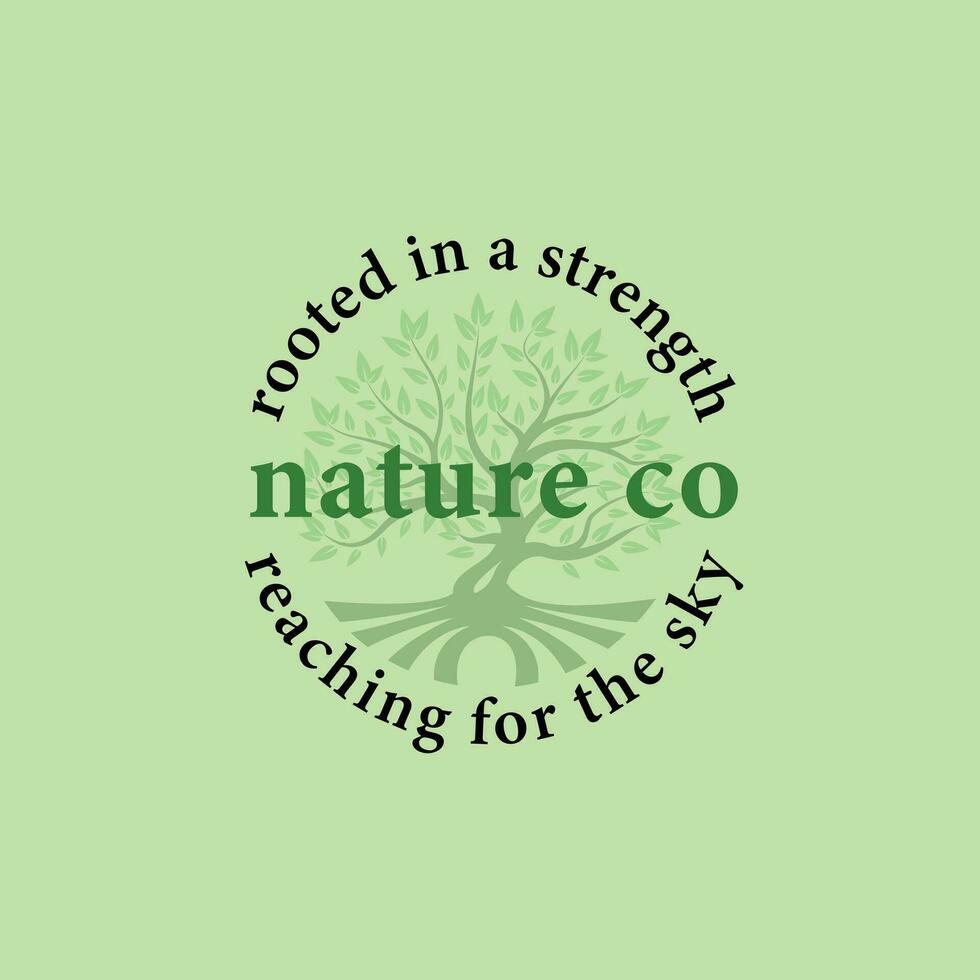 Natur Logo Emblem, Eiche Baum Symbol Logo Design im Jahrgang retro Etikett, Banyan Baum Vektor