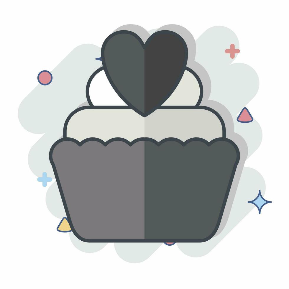 Symbol Tasse Kuchen. verbunden zu Valentinstag Tag Symbol. Comic Stil. einfach Design editierbar. einfach Illustration vektor