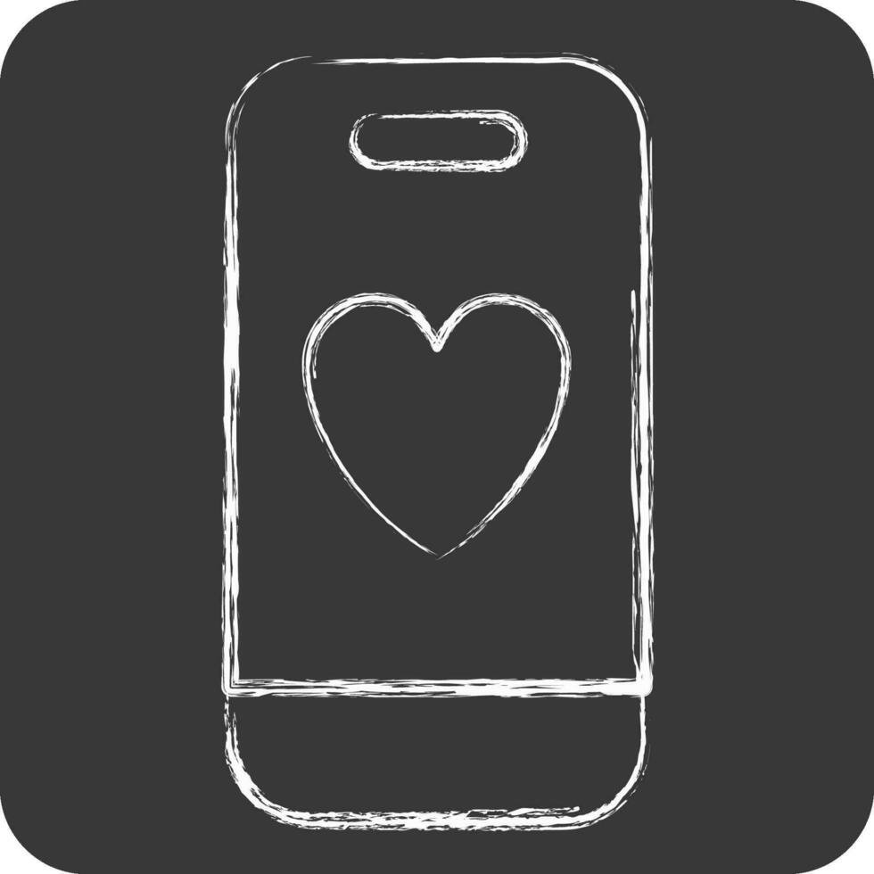 ikon smart telefon. relaterad till valentine dag symbol. krita stil. enkel design redigerbar. enkel illustration vektor