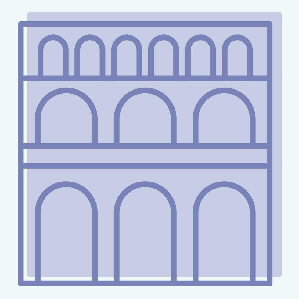 ikon pont du gard. relaterad till Frankrike symbol. två tona stil. enkel design redigerbar. enkel illustration vektor