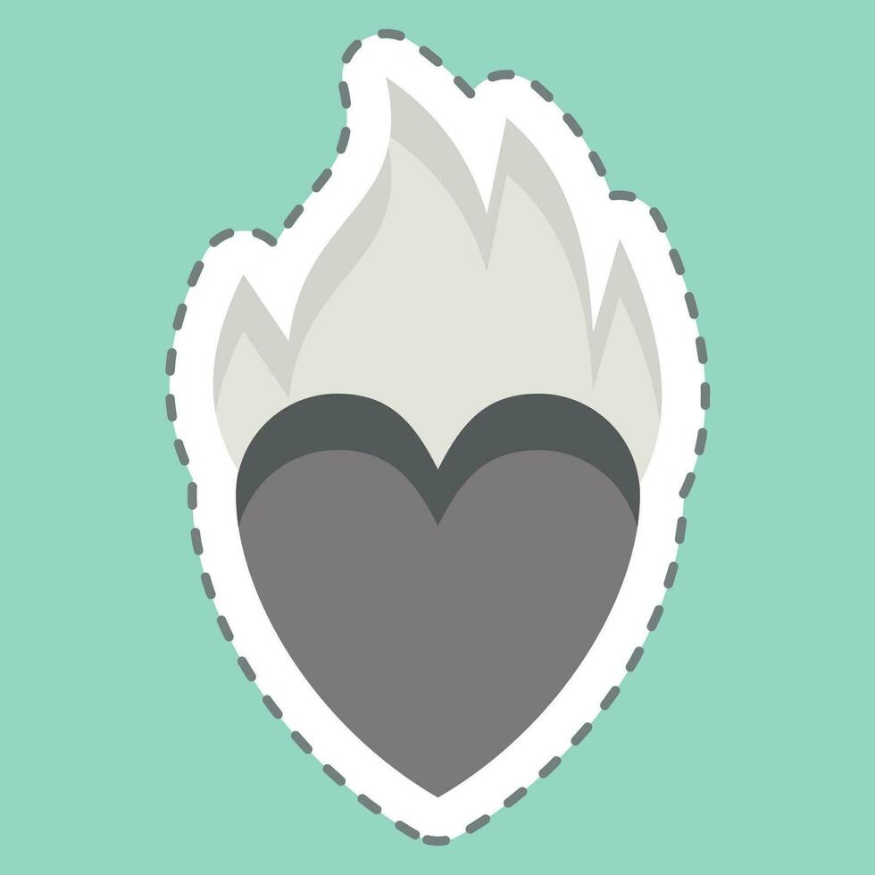 klistermärke linje skära hjärta brand. relaterad till valentine dag symbol. enkel design redigerbar. enkel illustration vektor