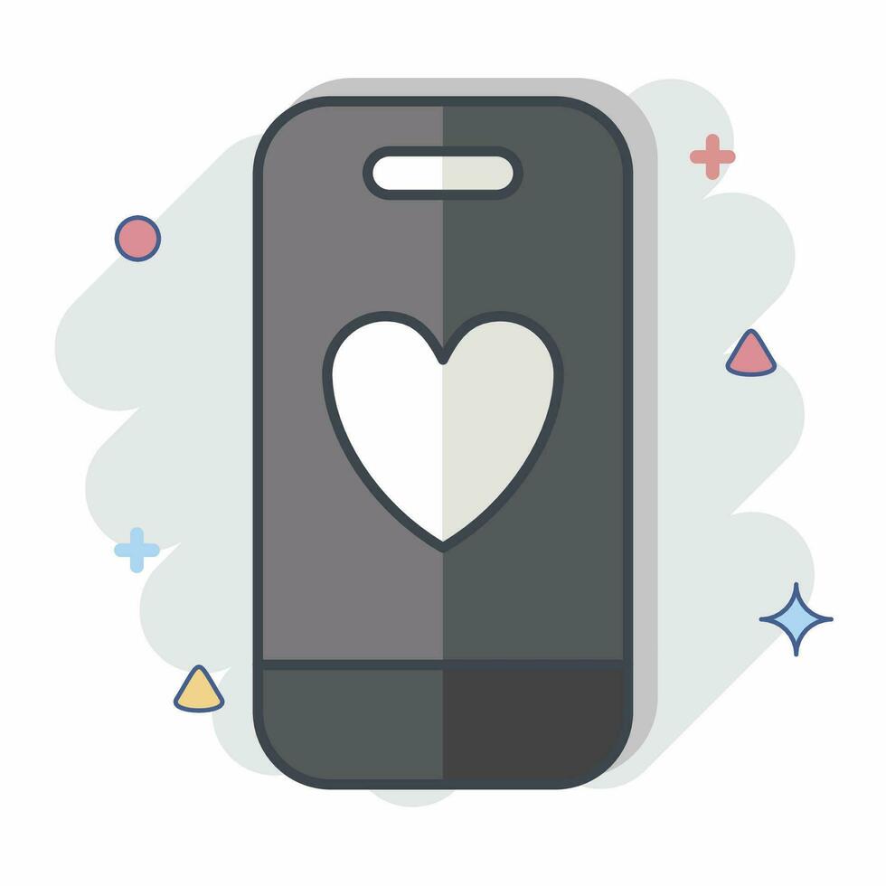 ikon smart telefon. relaterad till valentine dag symbol. komisk stil. enkel design redigerbar. enkel illustration vektor