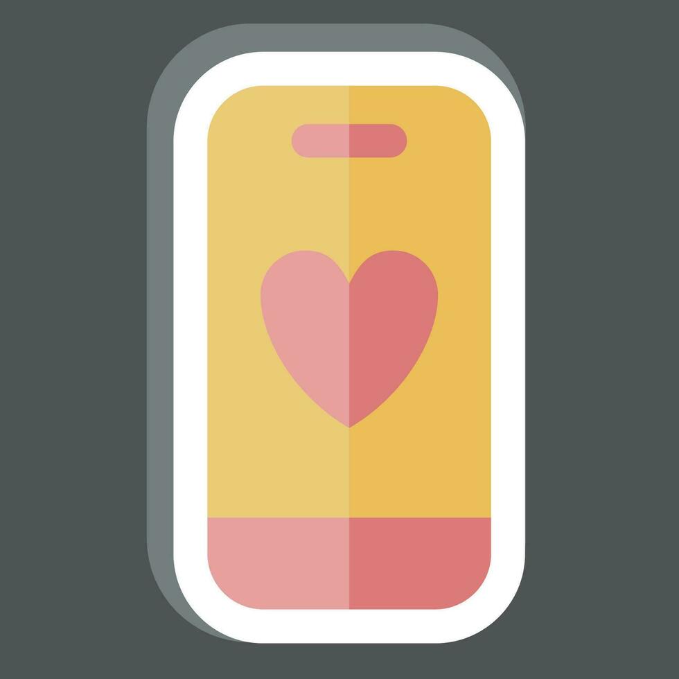 Aufkleber Clever Telefon. verbunden zu Valentinstag Tag Symbol. Glyphe Stil. einfach Design editierbar. einfach Illustration vektor