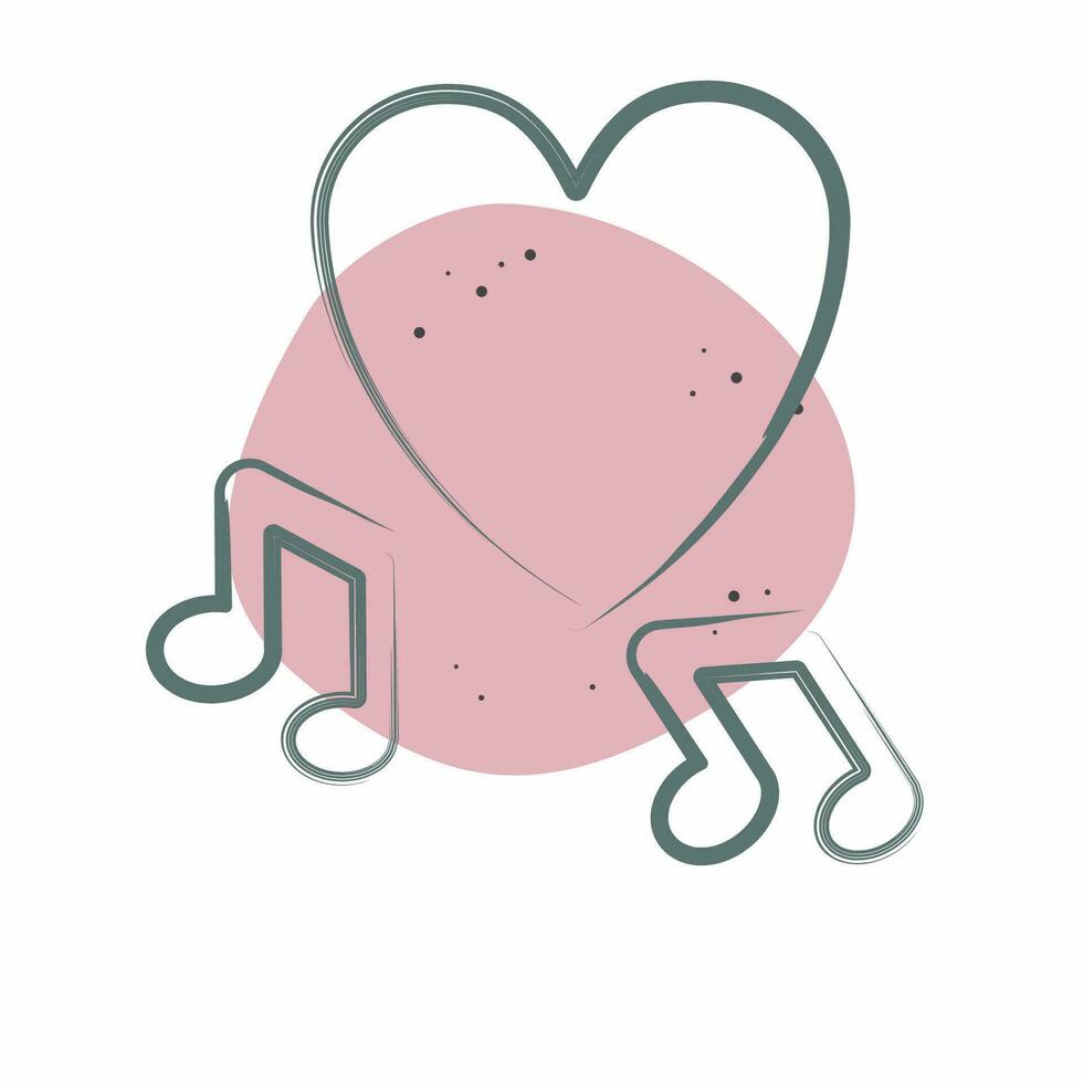 Symbol Musik. verbunden zu Valentinstag Tag Symbol. Farbe Stelle Stil. einfach Design editierbar. einfach Illustration vektor