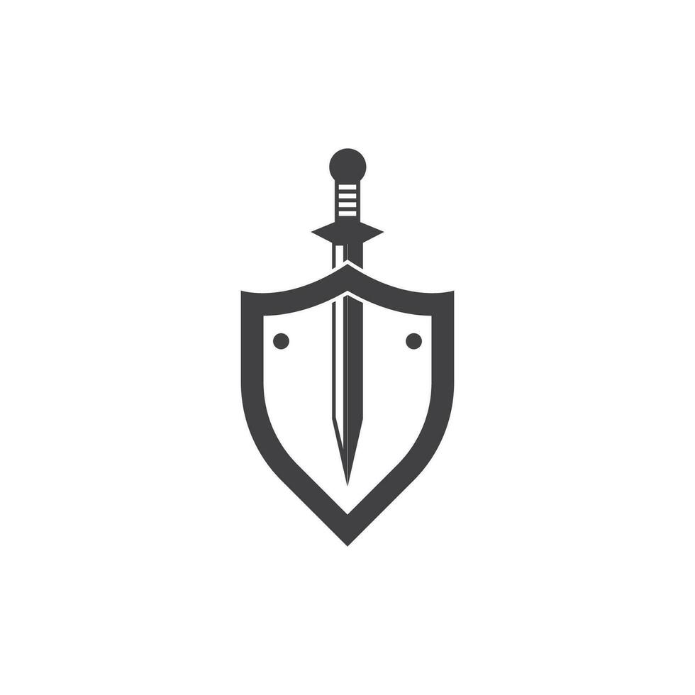 skydda krig med svärd logotyp design vektor illustration