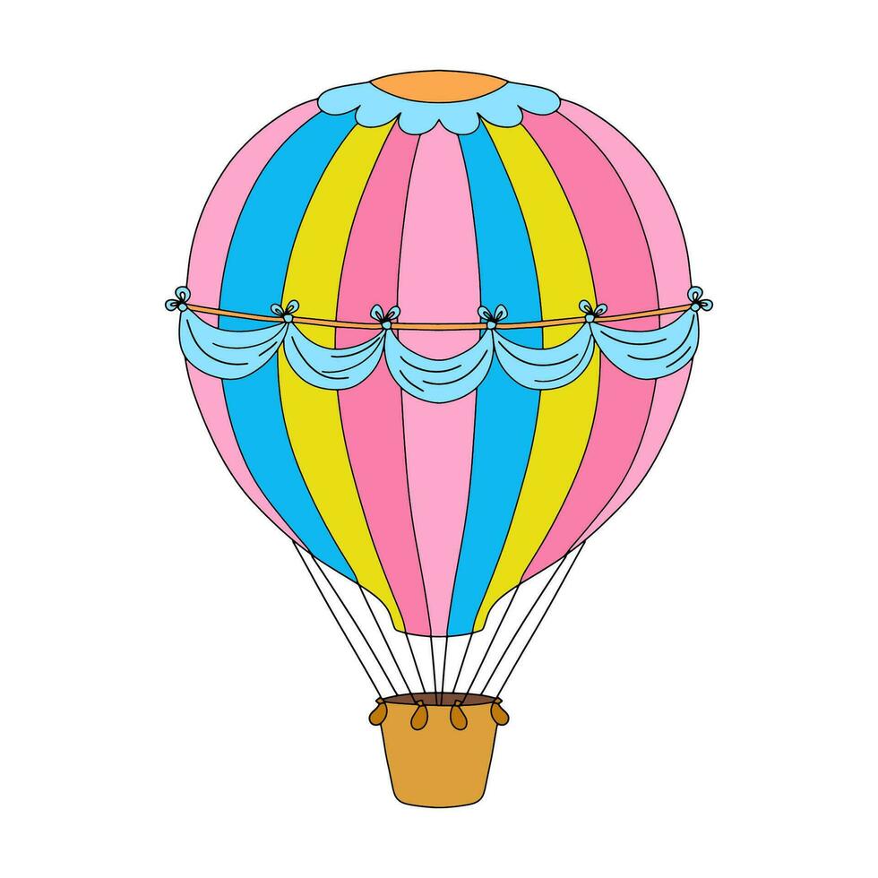 heiß Luft Ballon. Vektor Illustration isoliert auf Weiß