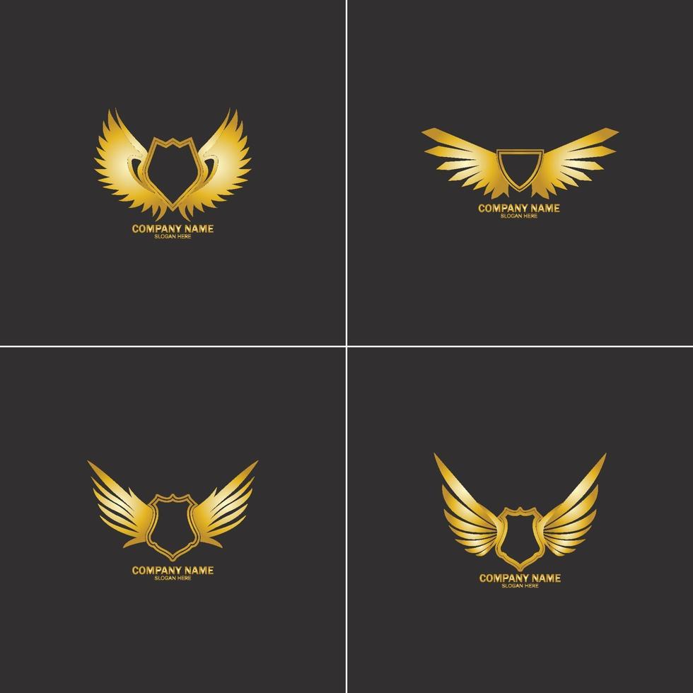 geflügelter Schild gold Logo Design Symbol Vektor Illustration-Vektor