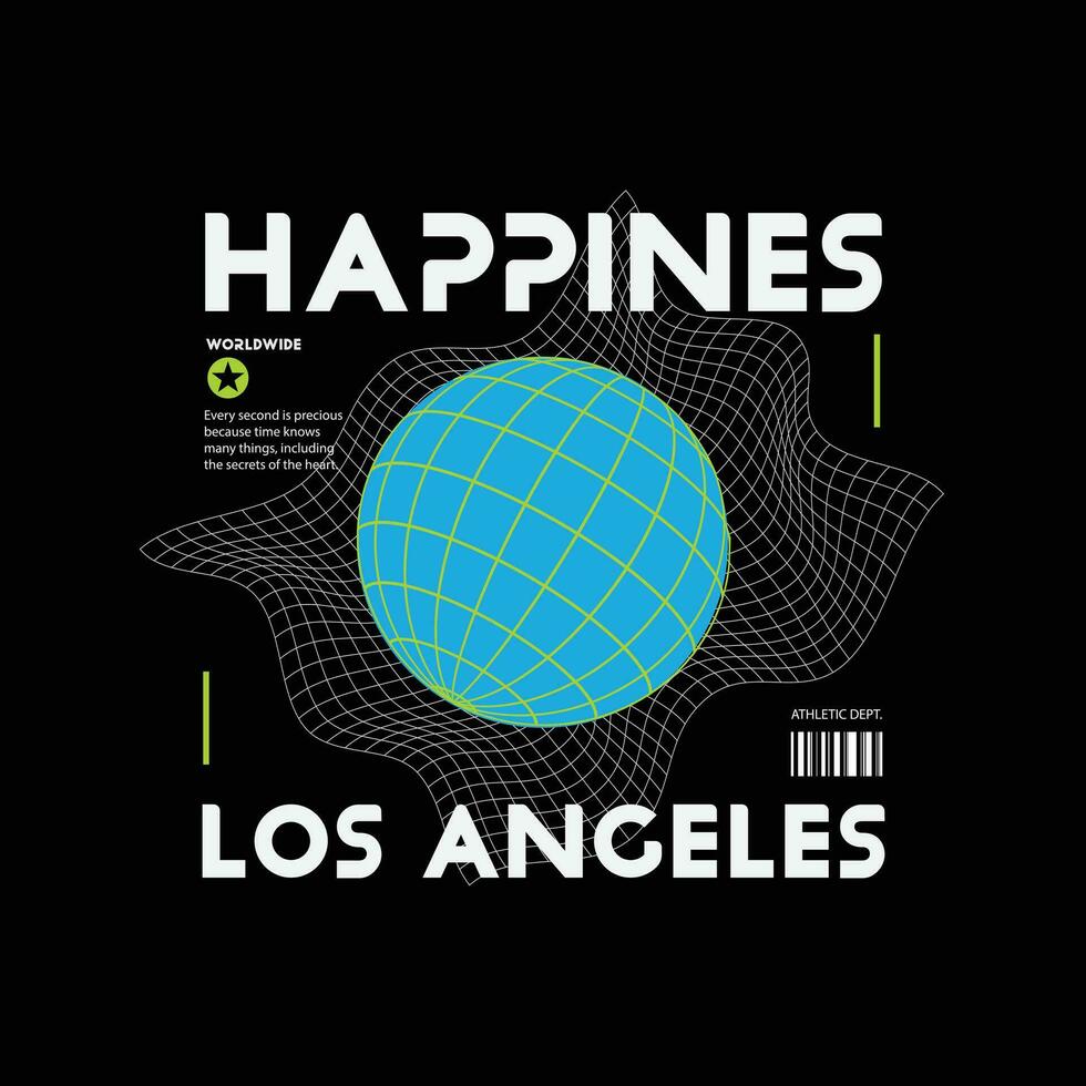 happines los angeles t-shirt och kläder design vektor