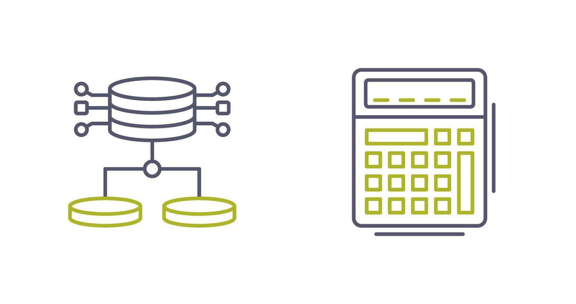 strukturerad data och kalkylator ikon vektor