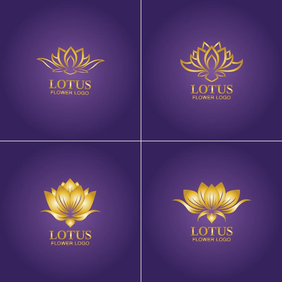 goldene Lotusblume Logo Vektor-Design-Vorlage vektor