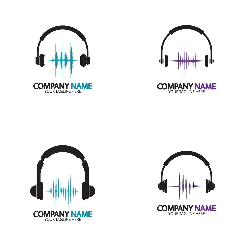 Kopfhörer mit Schallwellenlogo-Vektorsymbol vektor