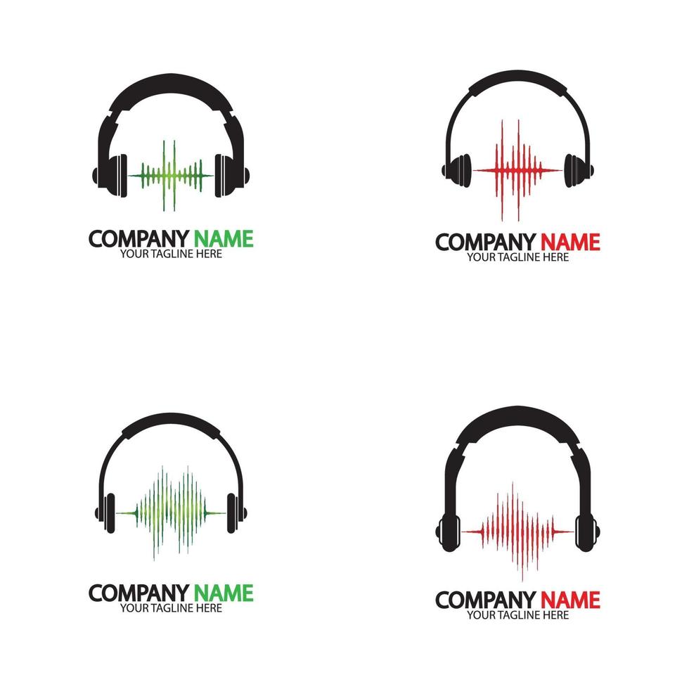 hörlurar med ljudvågslogotypen vektorikon vektor