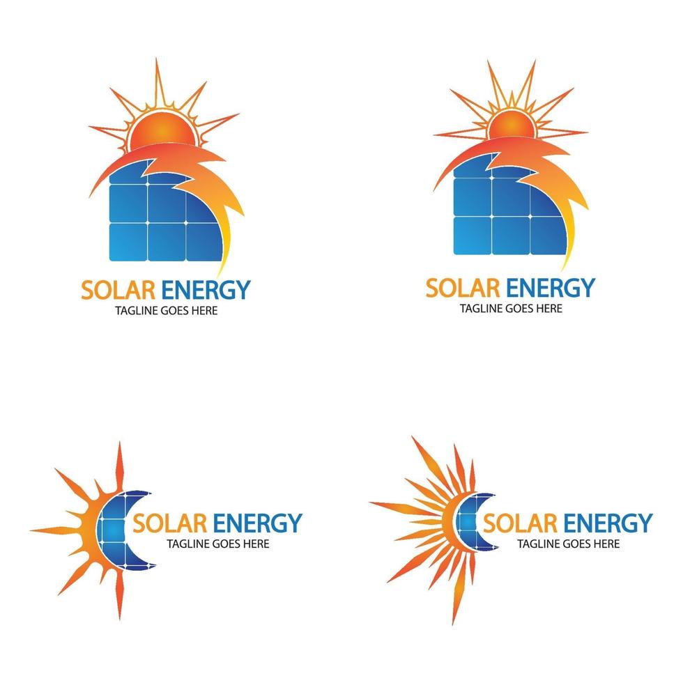 Sonne Solarenergie Logo Design-Vorlage. Logodesigns für Solartechnologie vektor