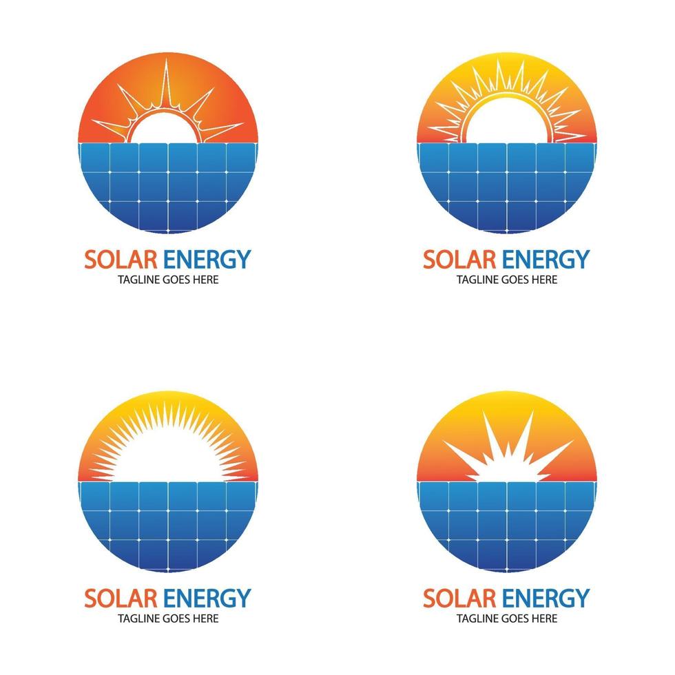 Sonne Solarenergie Logo Design-Vorlage. Logodesigns für Solartechnologie vektor