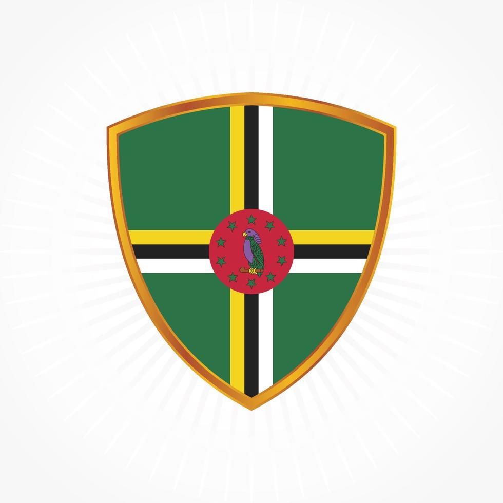 Dominica-Flaggenvektor mit Schildrahmen vektor