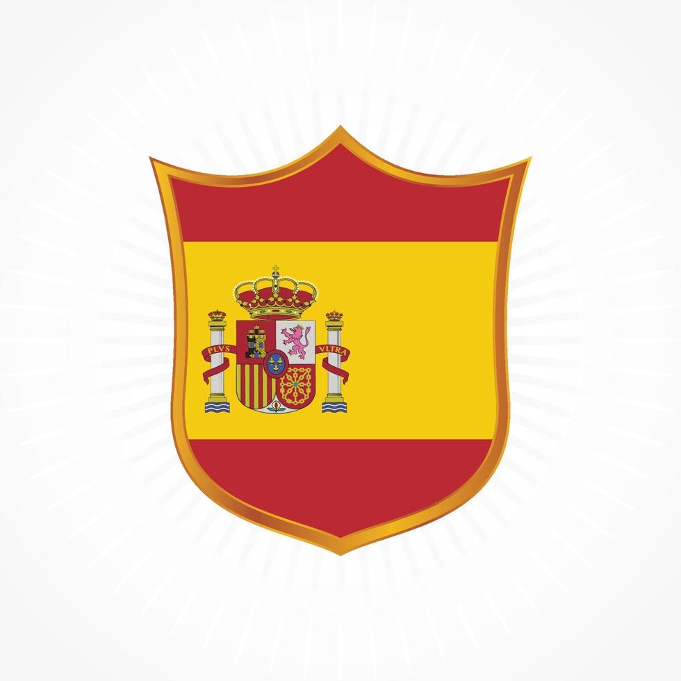 Spanien Flaggenvektor mit Schildrahmen vektor