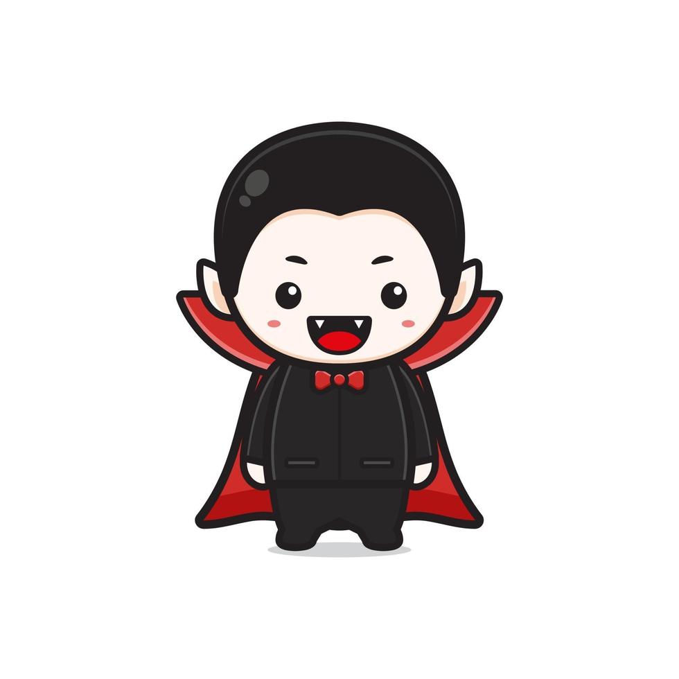 niedliche Dracula Halloween-Charakter-Cartoon-Symbol-Illustration vektor