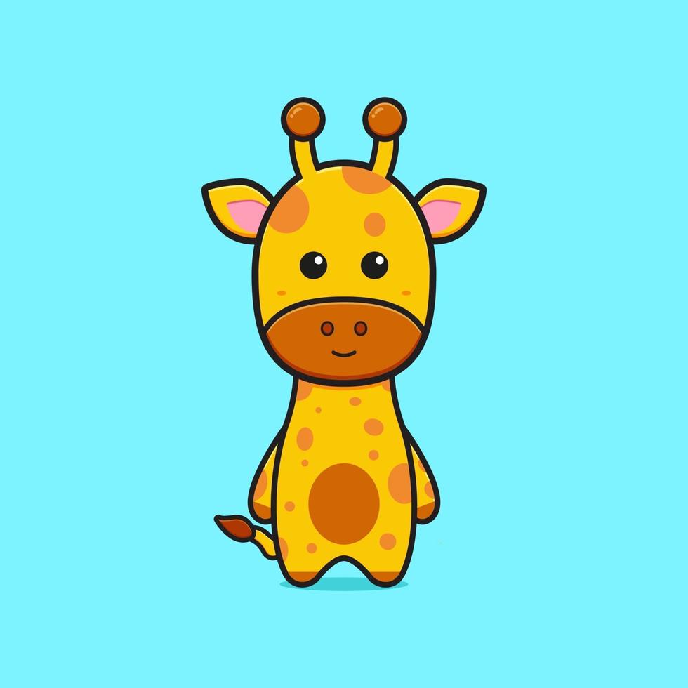 niedliche Giraffe Maskottchen Charakter Cartoon Symbol Illustration vektor