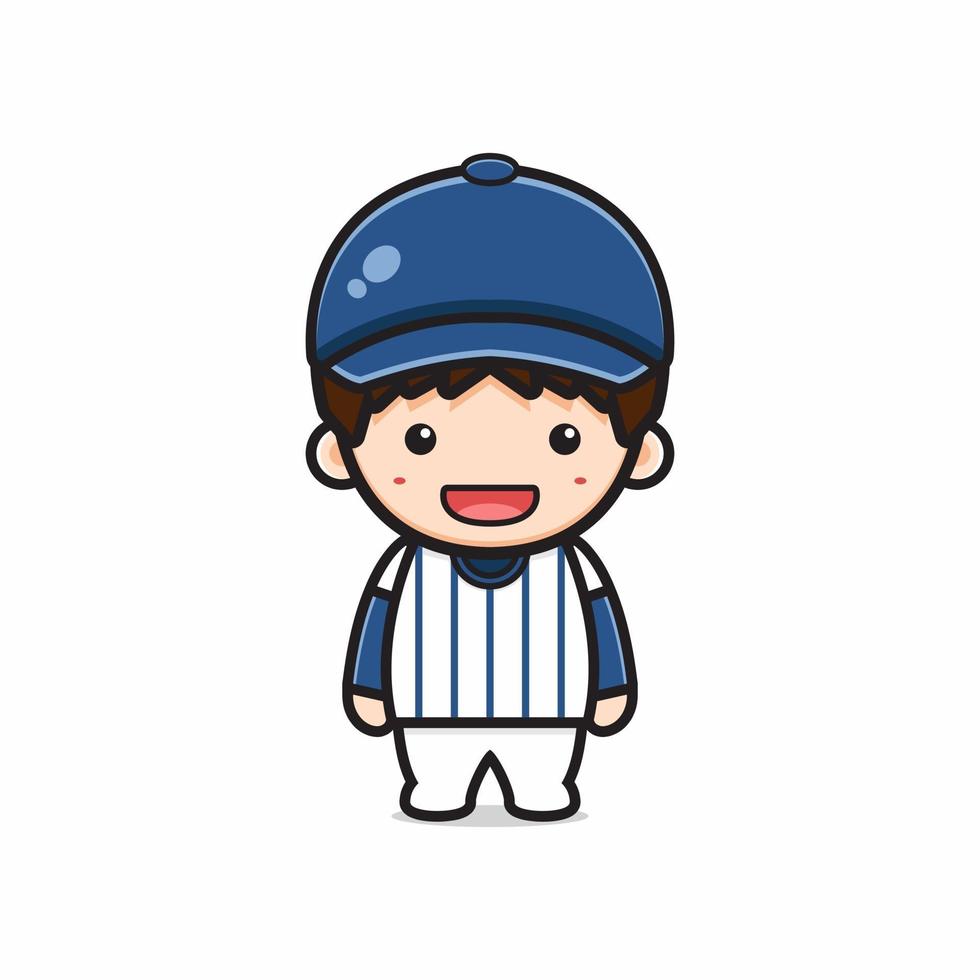 süßer Junge mit Baseball-Uniform Cartoon-Symbol Illustration vektor