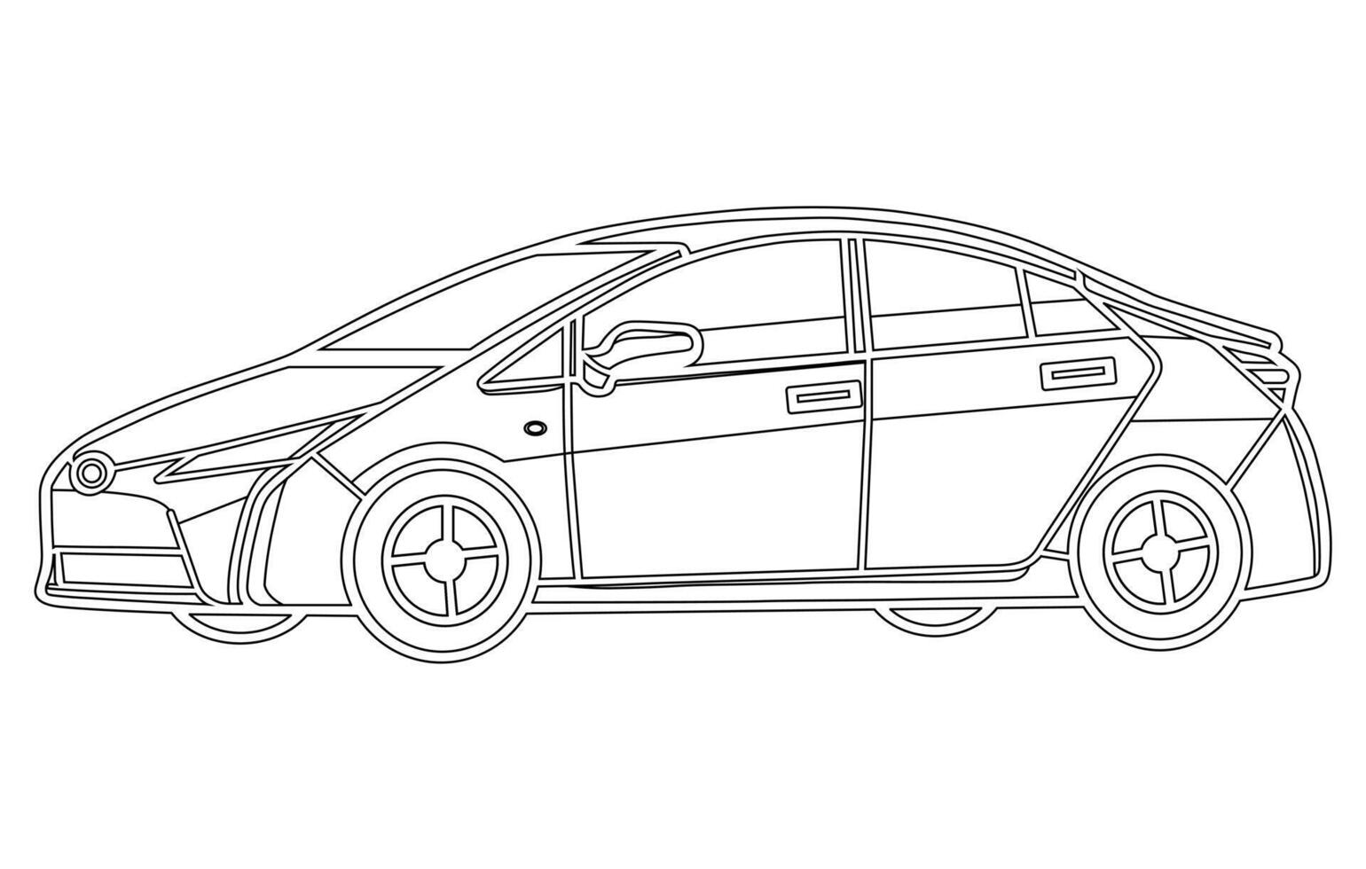 prius Autos Vektor Illustration Umriss, Vektor Illustration von ein Beliebt Hybrid Auto Umriss,