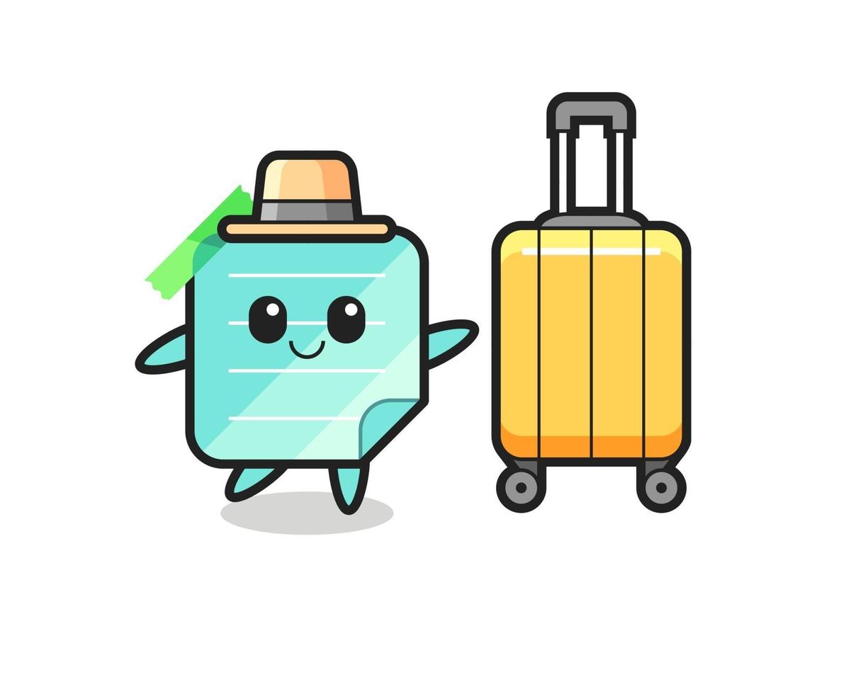 Haftnotizen Cartoon Illustration mit Gepäck im Urlaub vektor