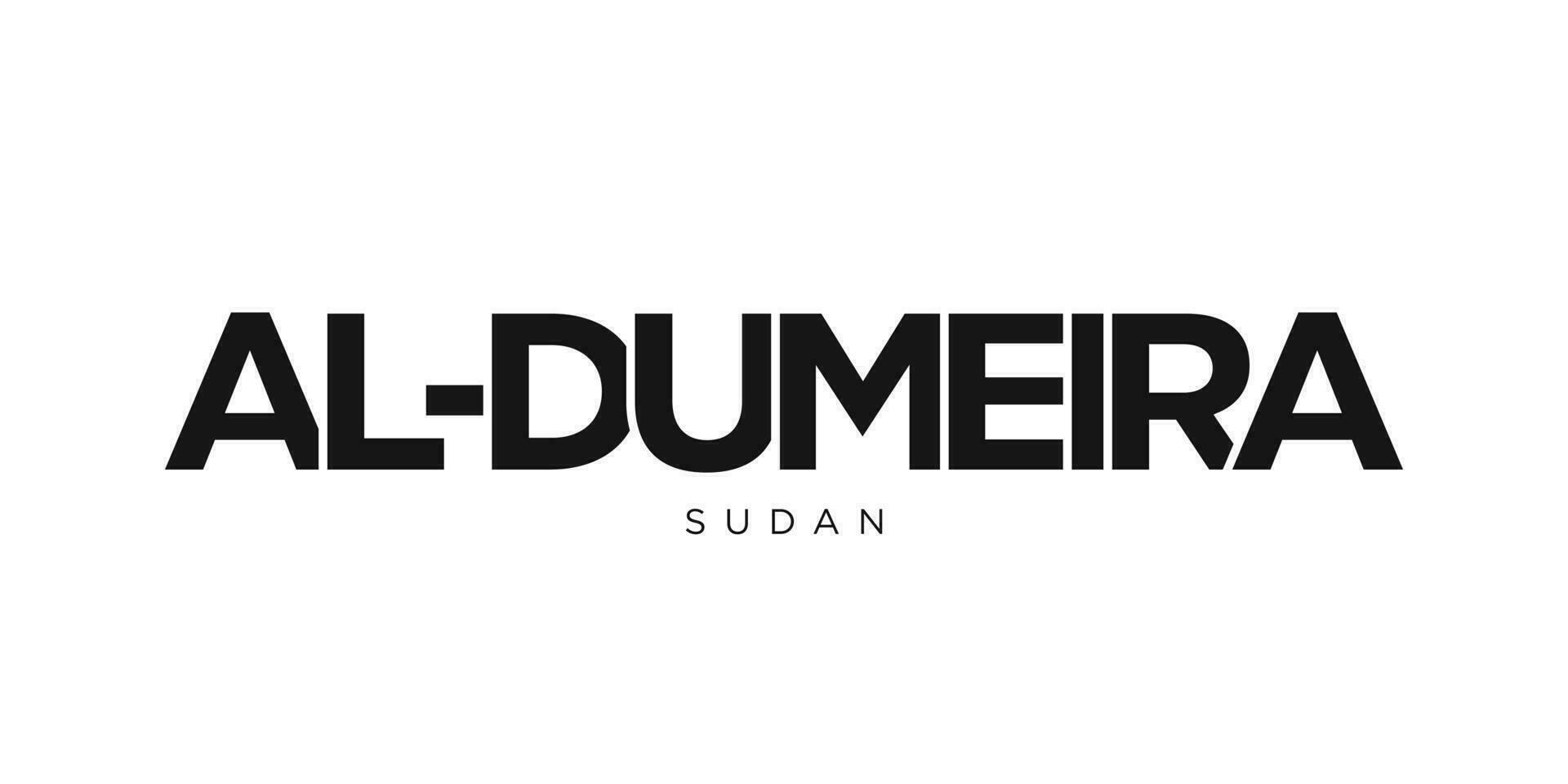 al dumeira i de sudan emblem. de design funktioner en geometrisk stil, vektor illustration med djärv typografi i en modern font. de grafisk slogan text.