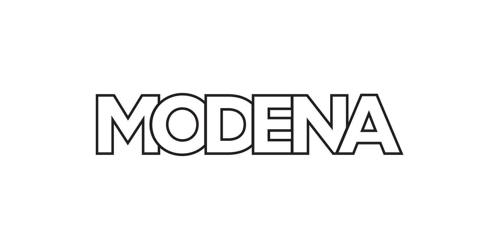 Modena im das Italien Emblem. das Design Eigenschaften ein geometrisch Stil, Vektor Illustration mit Fett gedruckt Typografie im ein modern Schriftart. das Grafik Slogan Beschriftung.