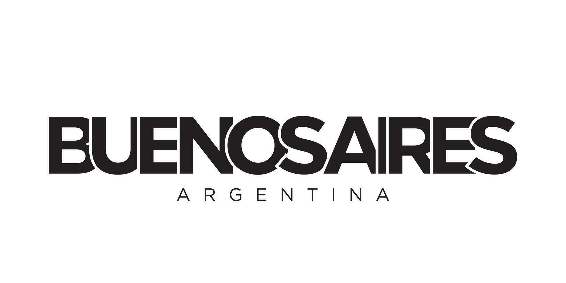 Buenos Aires im das Argentinien Emblem. das Design Eigenschaften ein geometrisch Stil, Vektor Illustration mit Fett gedruckt Typografie im ein modern Schriftart. das Grafik Slogan Beschriftung.