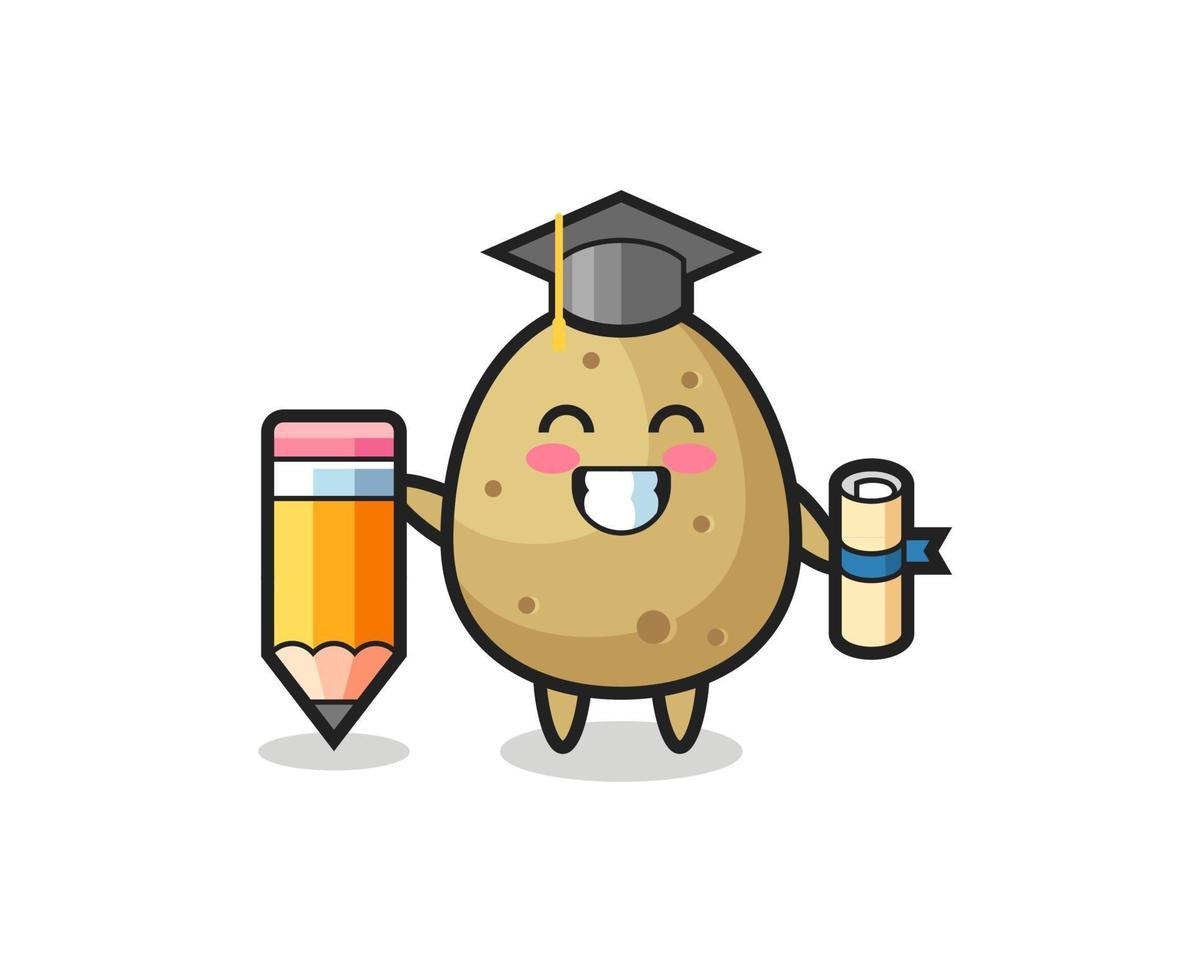 potatis illustration tecknad examen med en gigantisk penna vektor