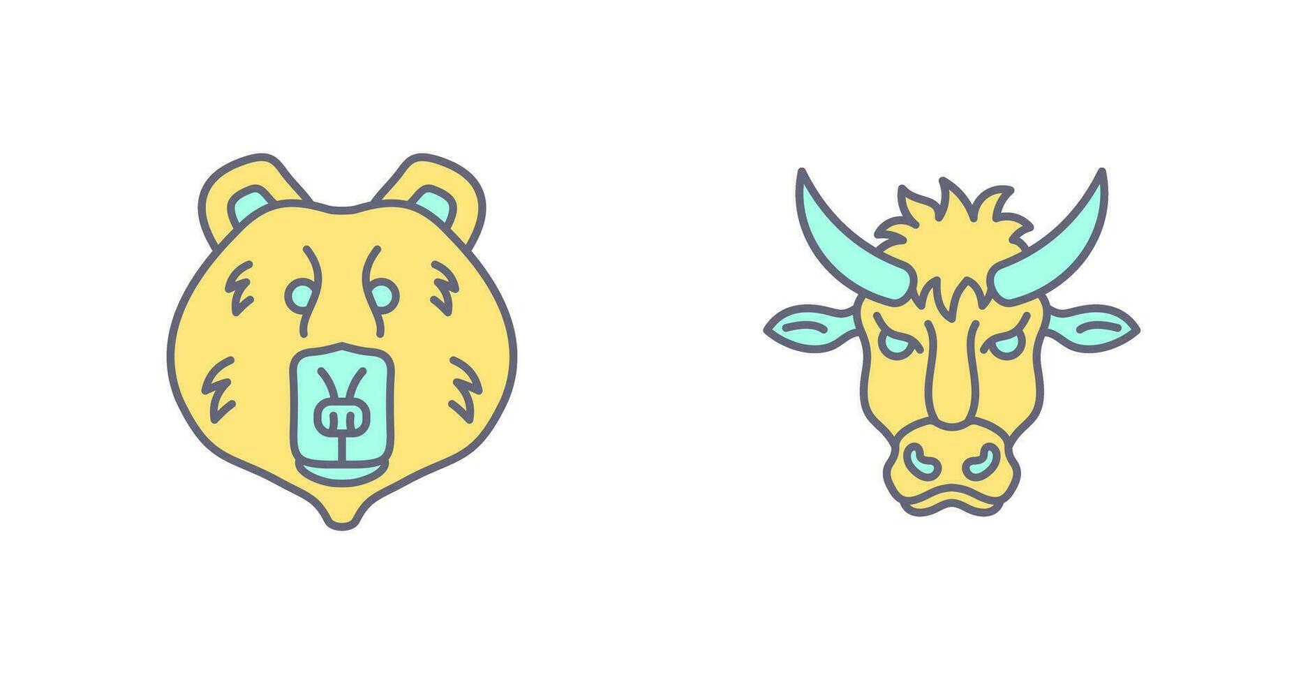 polär Björn och bison ikon vektor