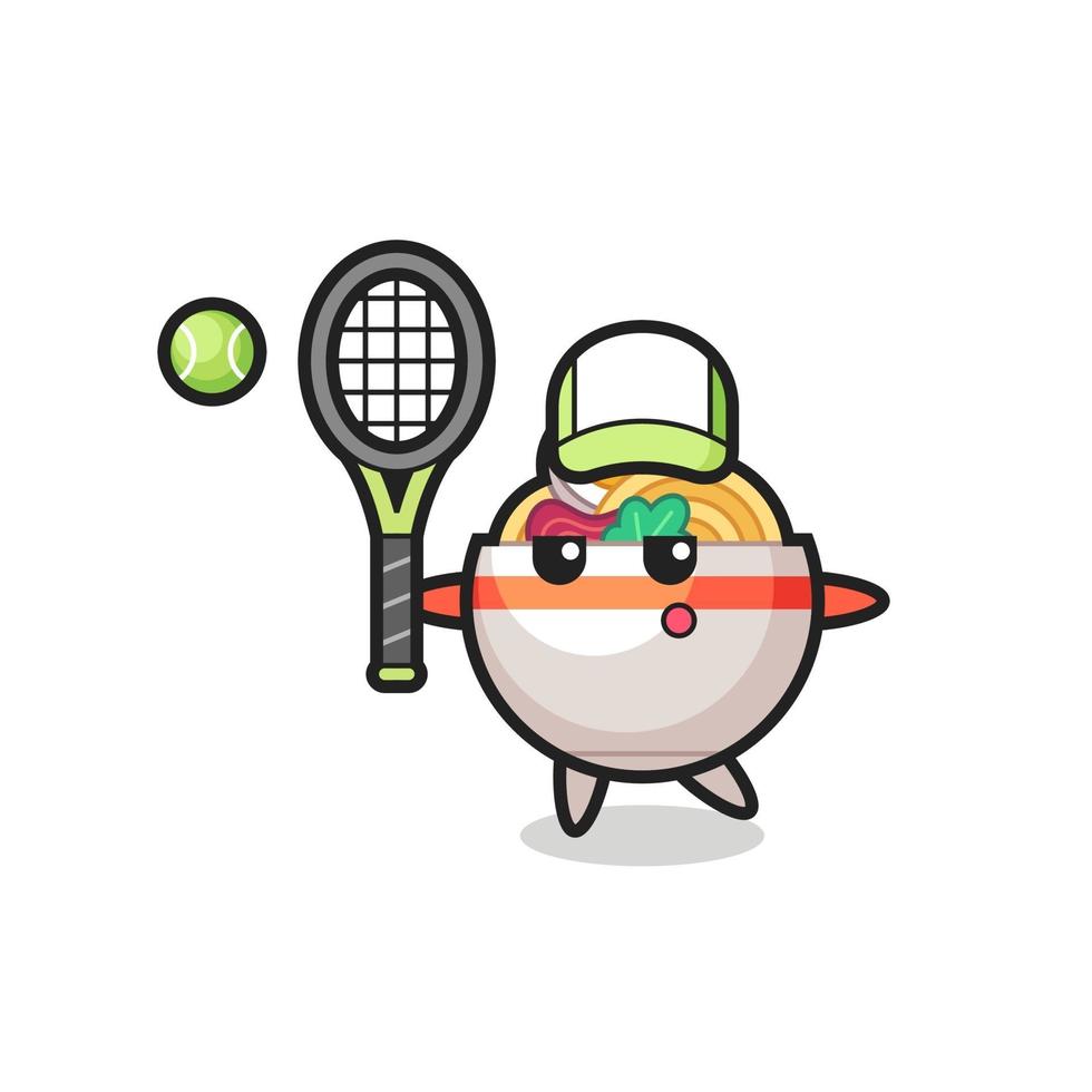 seriefigur av nudelskål som tennisspelare vektor
