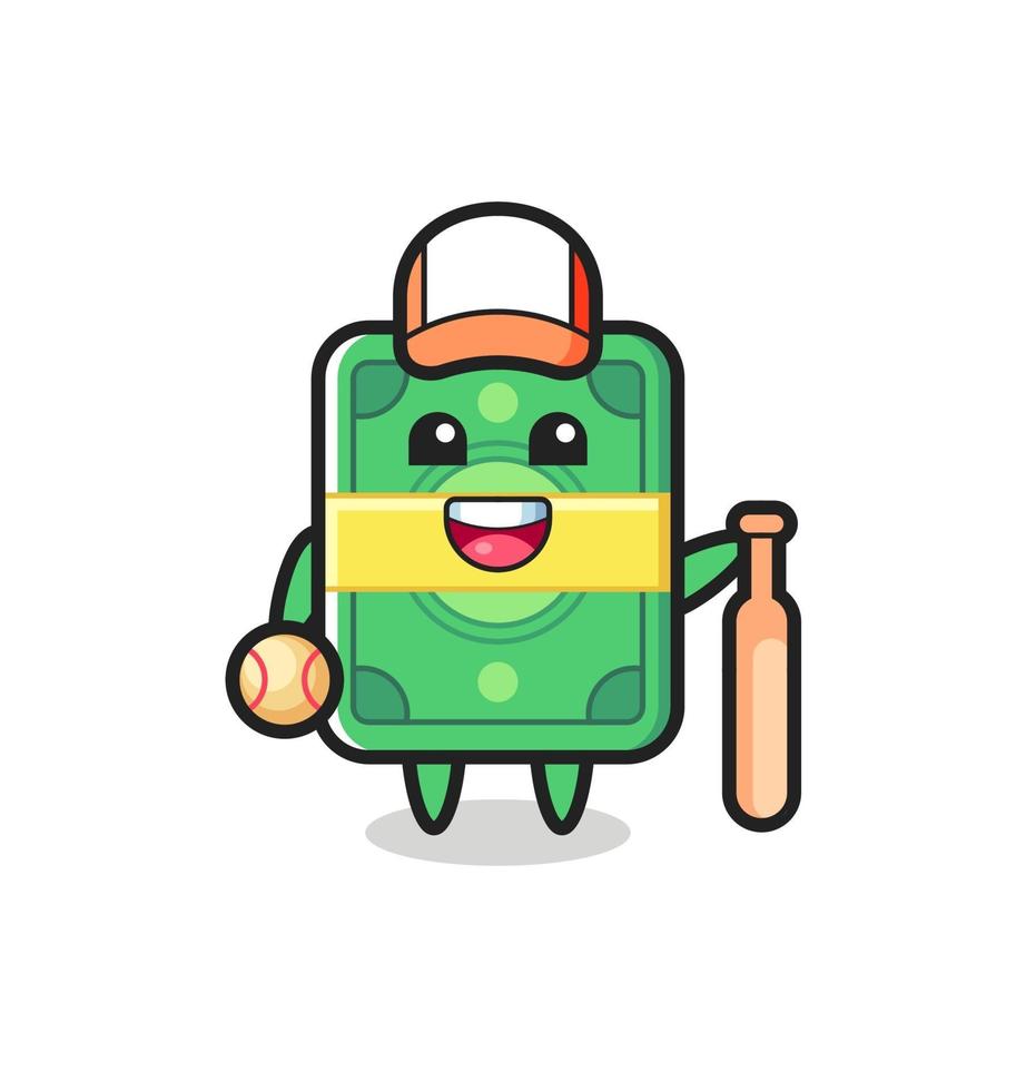 Zeichentrickfigur des Geldes als Baseballspieler vektor