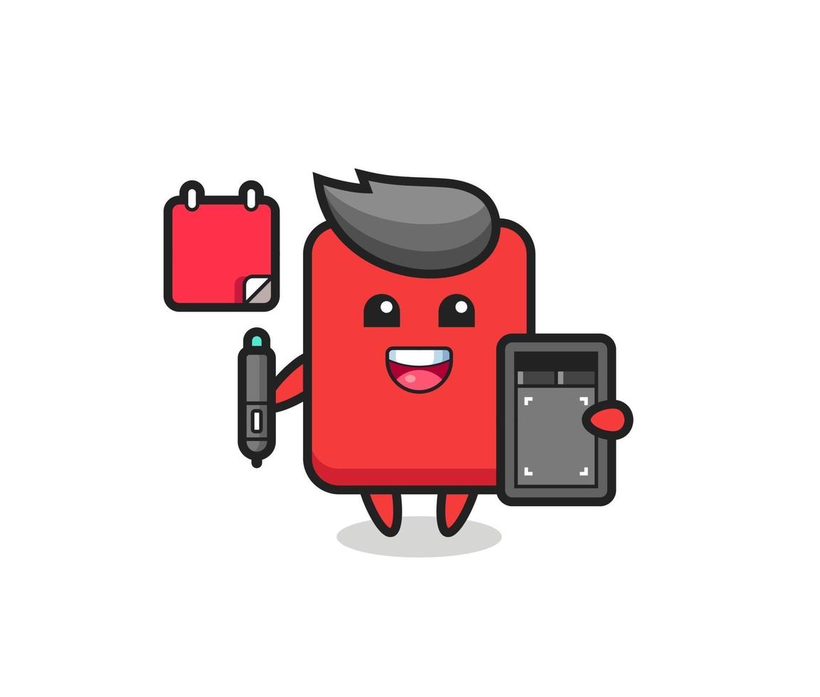 illustration av rött kort maskot som grafisk formgivare vektor