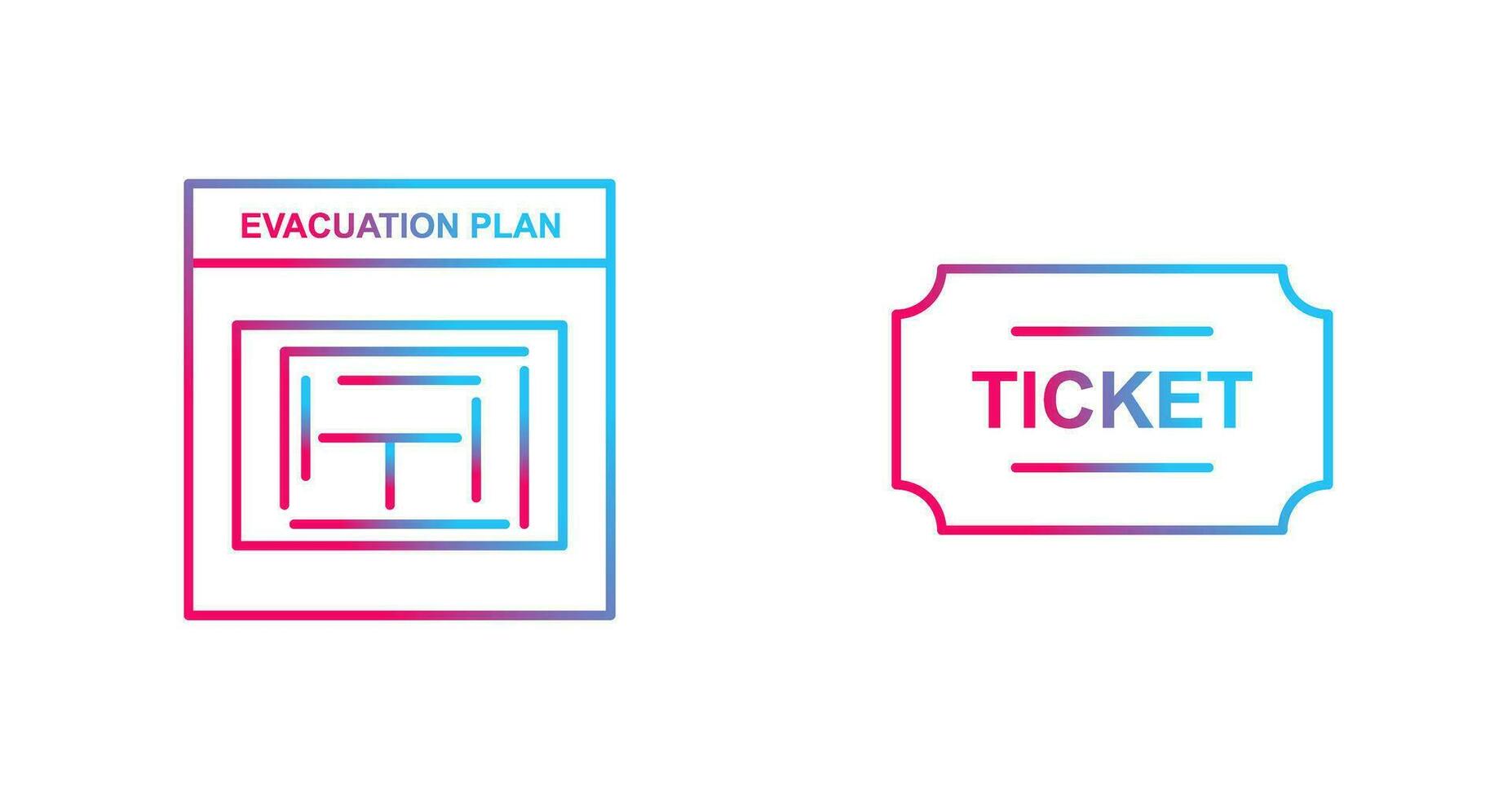 Evakuierung planen und Tickets Symbol vektor