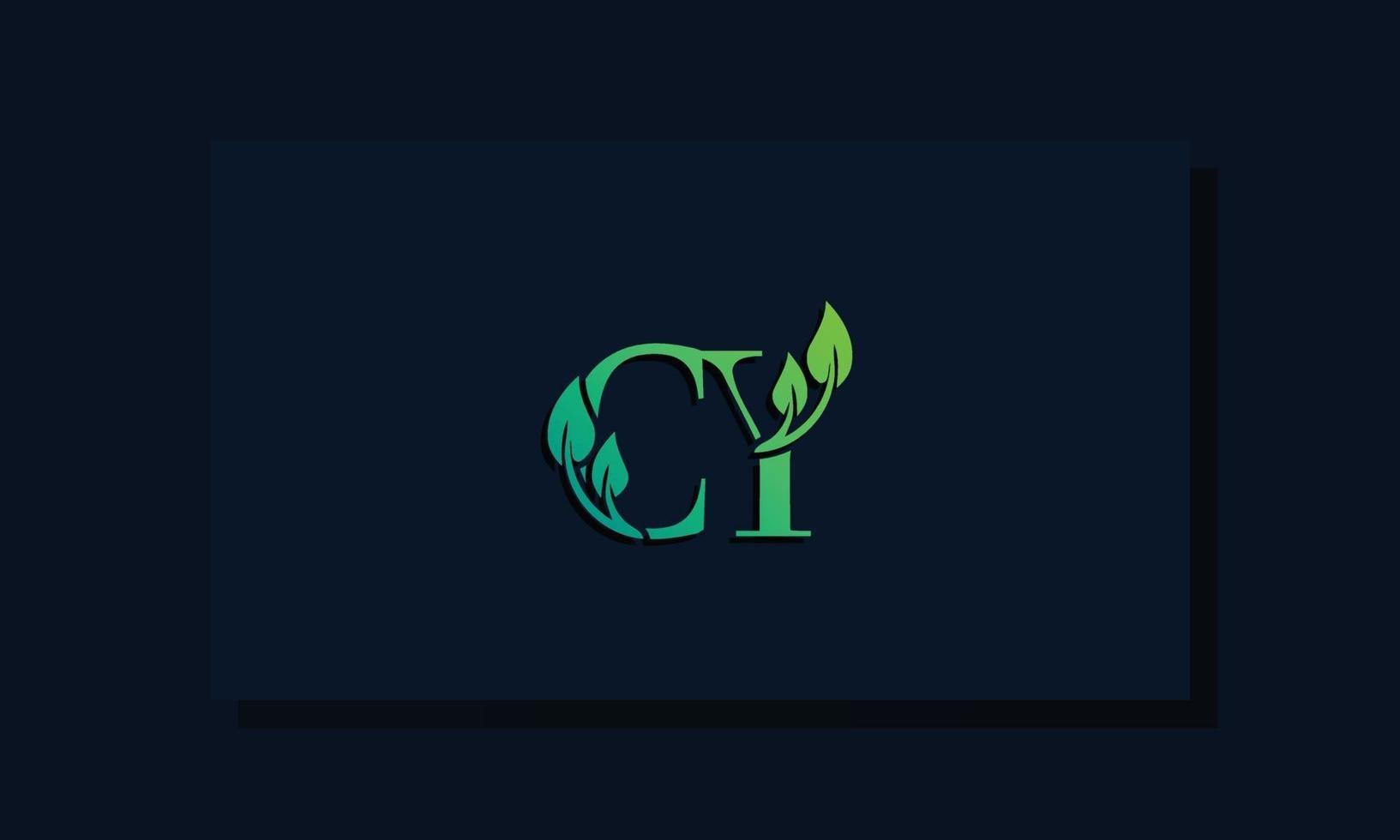 minimal leaf style initial cy logo. vektor
