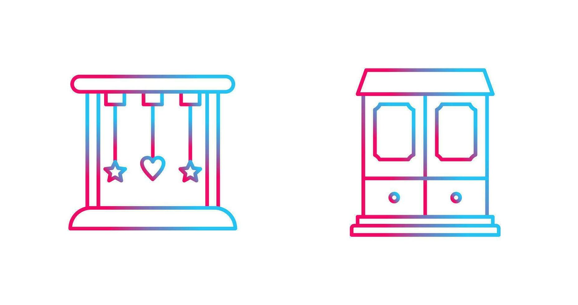 Wiege und Kleiderschrank Symbol vektor