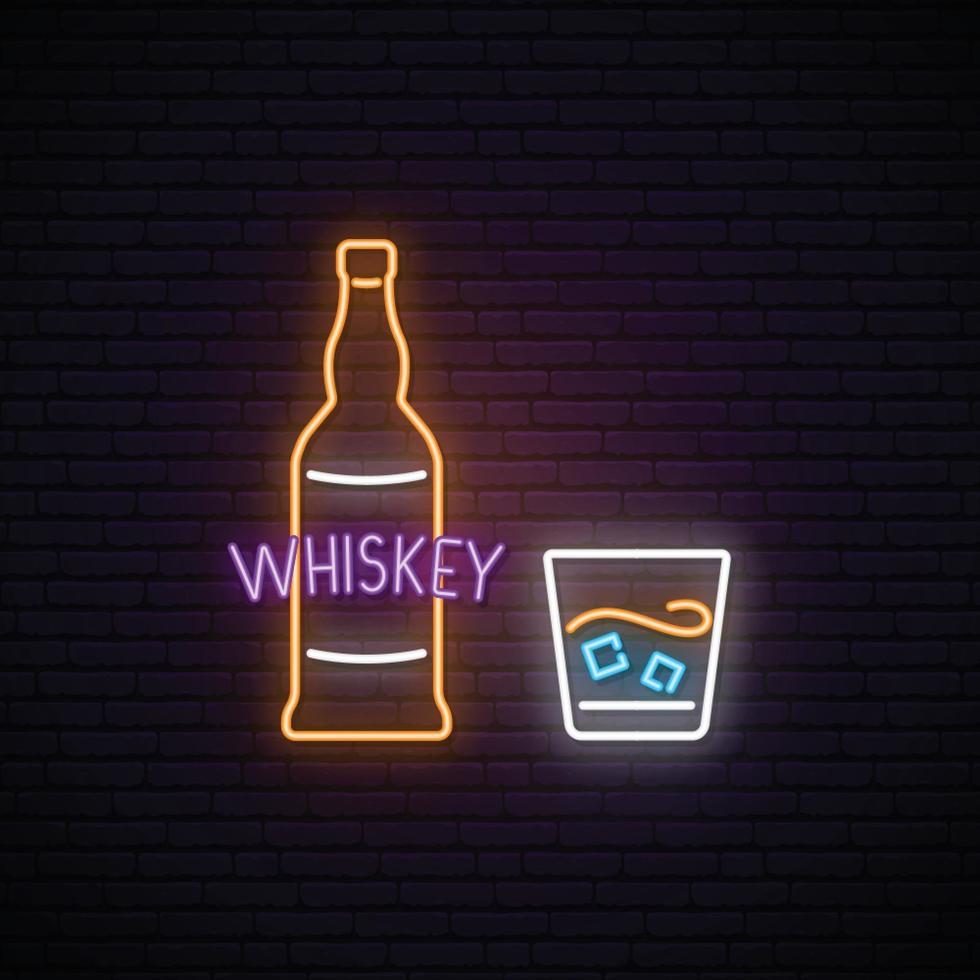 neon whisky skylt. vektor