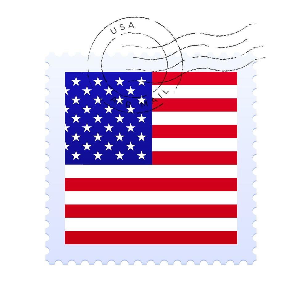 usa briefmarke. Nationalflagge Briefmarke isoliert auf weiss vektor