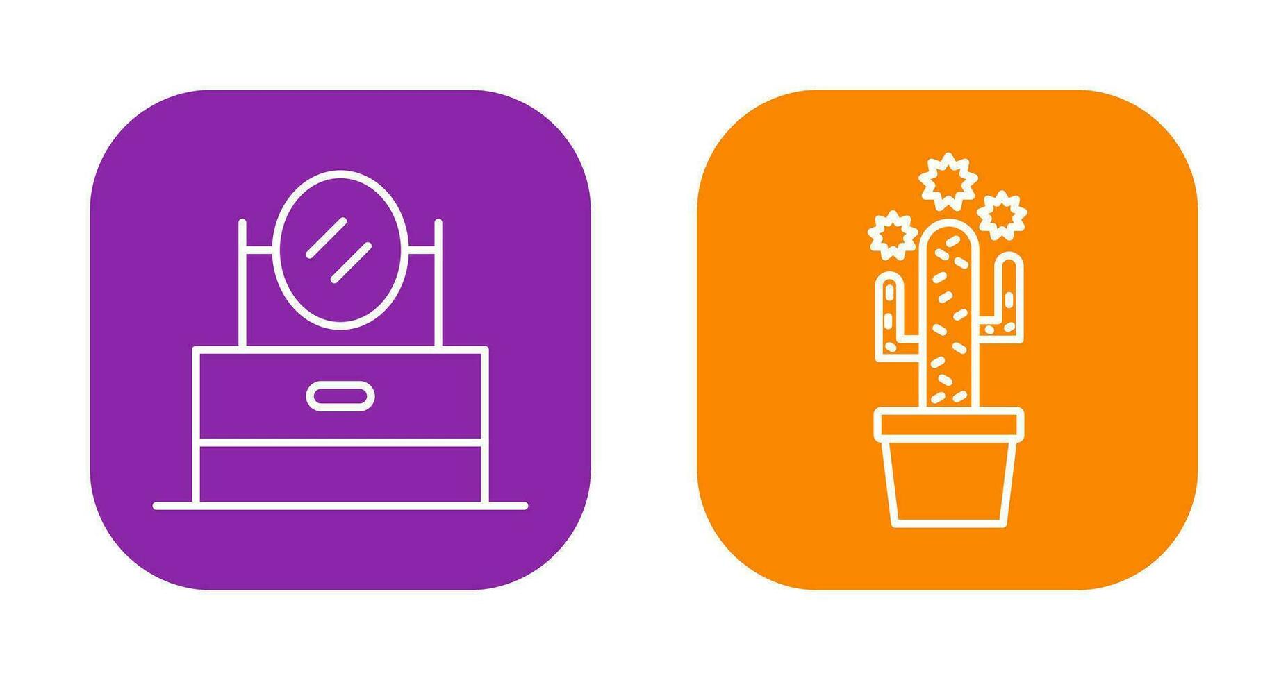 fåfänga spegel och kaktus ikon vektor