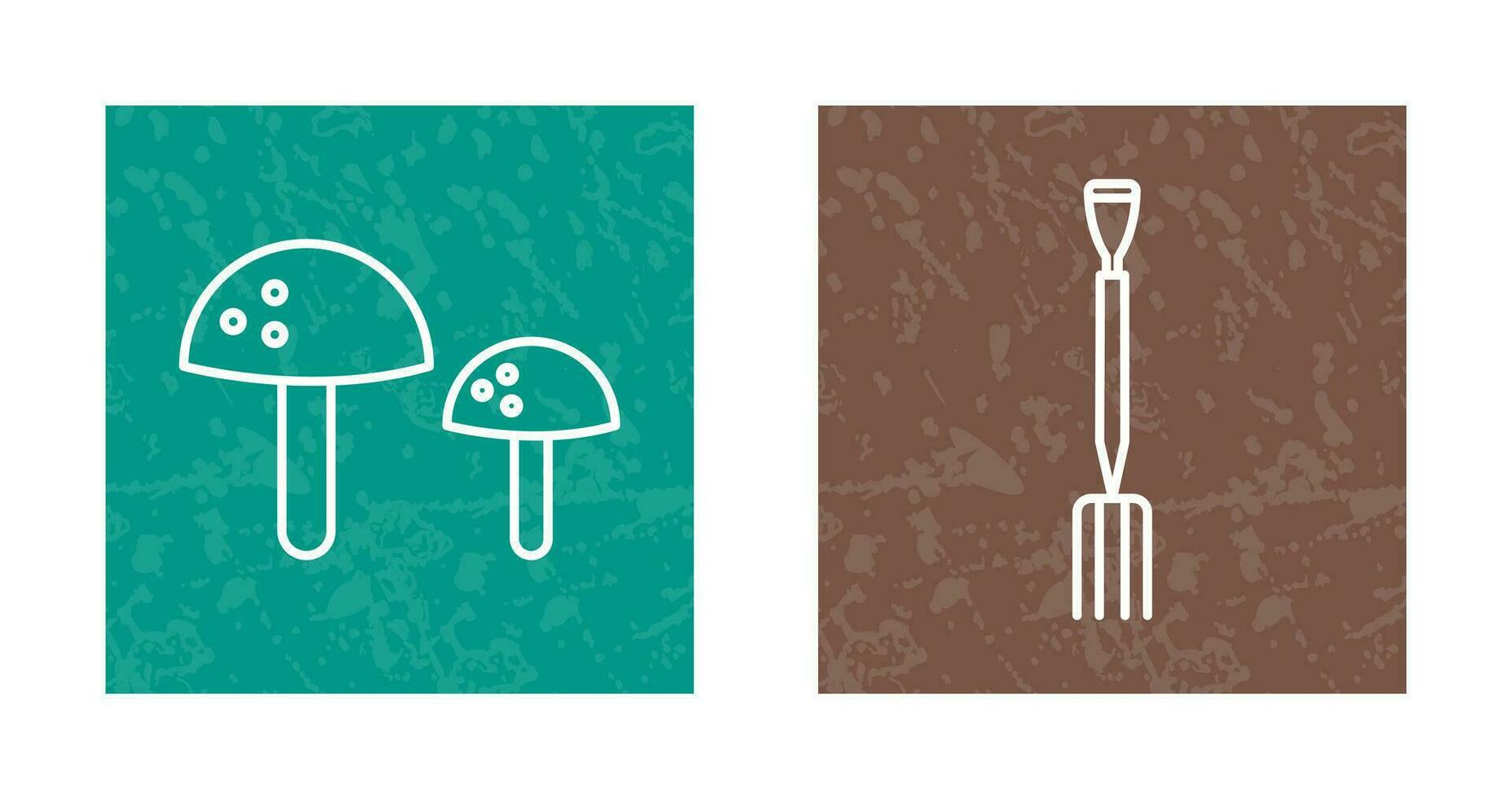 Pilze und Gartenarbeit Gabel Symbol vektor