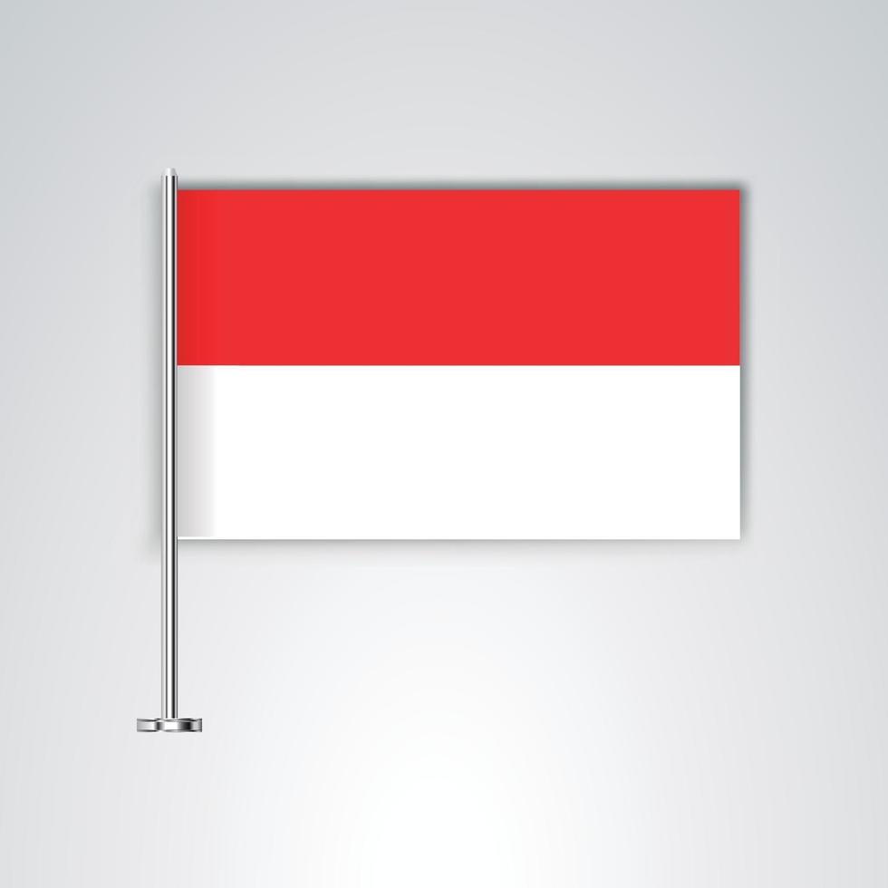 Indonesiens flagga med metallpinne vektor